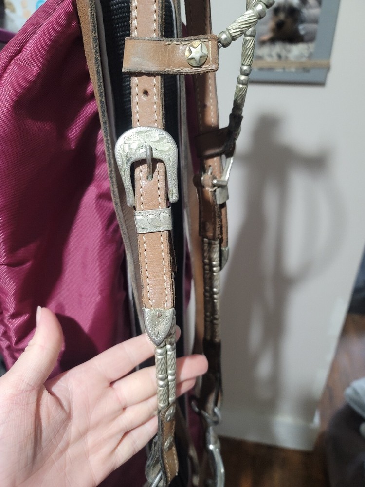 Silver Western Briddle Used On A Large Pony