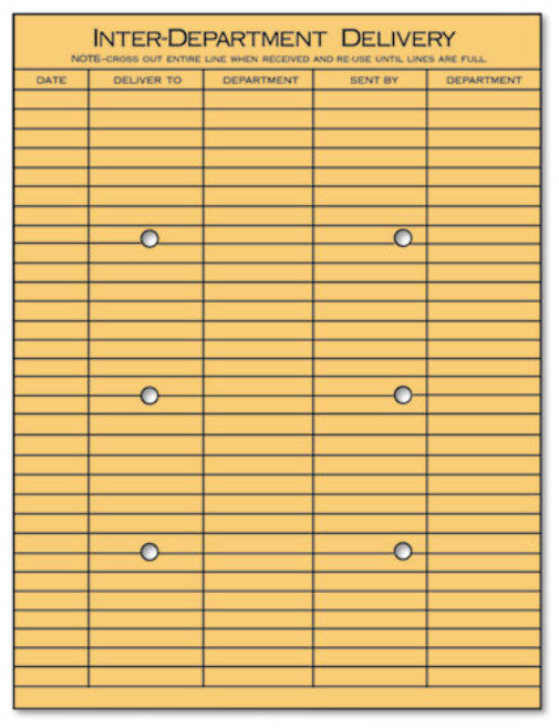 Light Brown Kraft String & Button Interoffice Envelope, 10 x 13, 100/Box