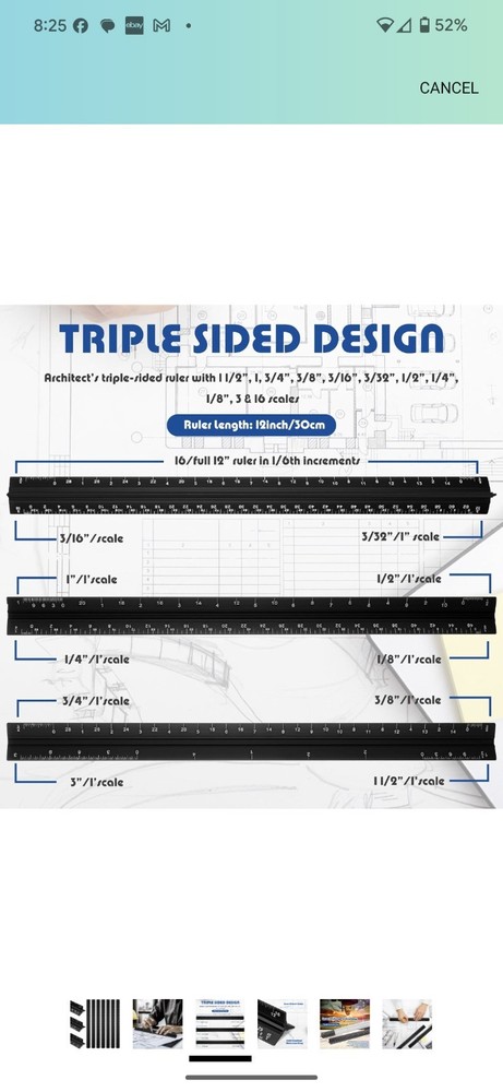 Macarrie 10 Pcs Architectural Scale Triangular Ruler 12" Architect Engineers...