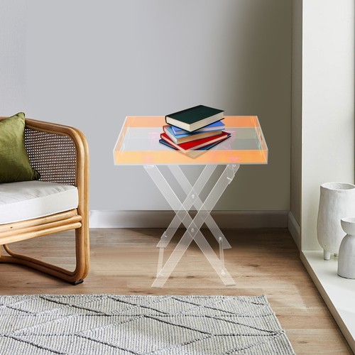 Acrylic Folding Tray Table, Acrylic End Table, Colorful Acrylic Side Table