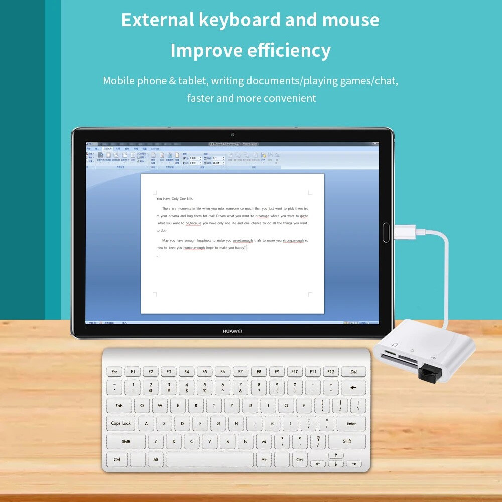 4in1 USB/Micro SD/TF Card Reader for Samsung iPhone iPad Adapter w Charging Port