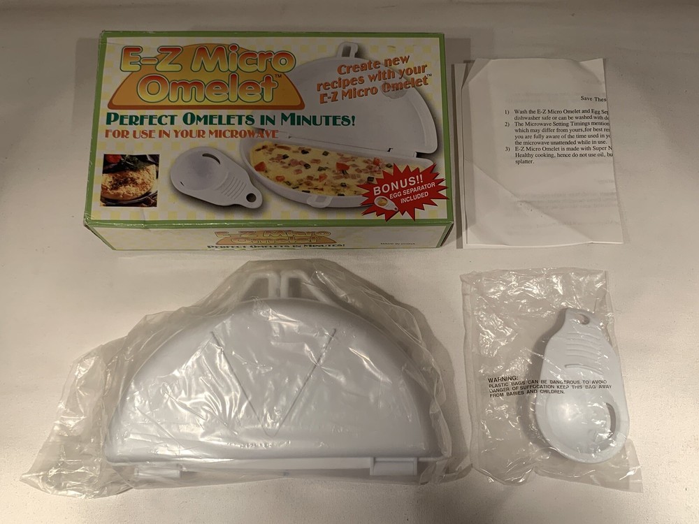 E-Z Micro Microwave Omelet Maker ~ Egg Separator Included! Perfect Omelets! New!