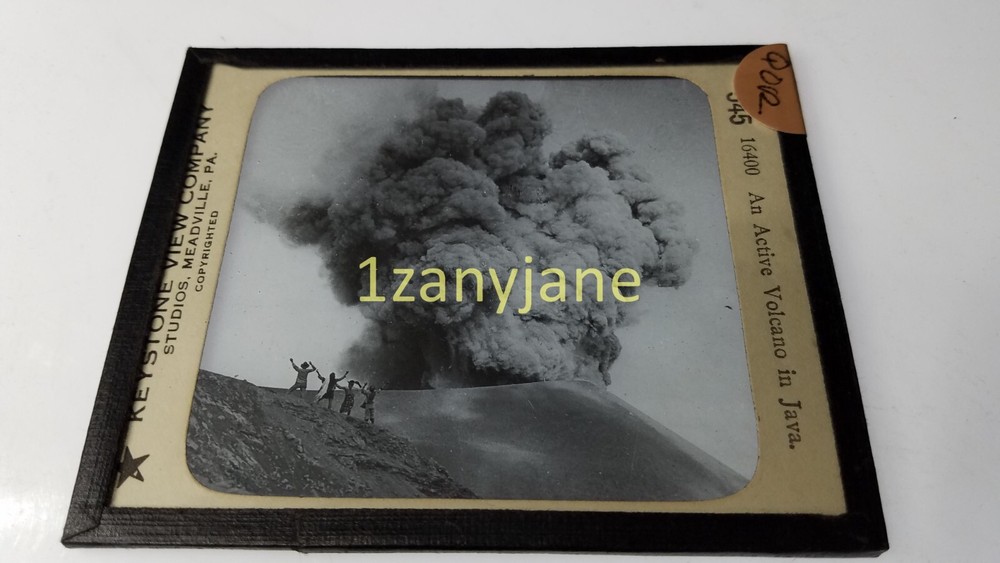 QOR Glass Magic Lantern Slide Photo AN ACTIVE VOLCANO IN JAVA