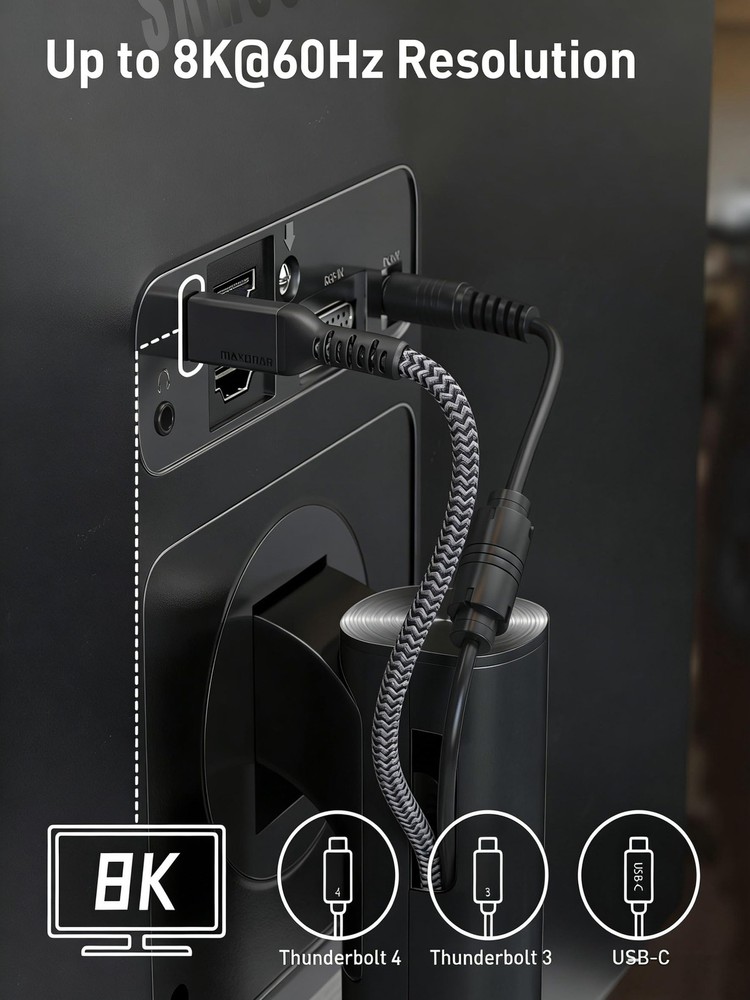 [2 Pack 6.6Ft] Thunderbolt 4 Cable, 240W Long Thunderbolt Cable 40Gbps Data S...