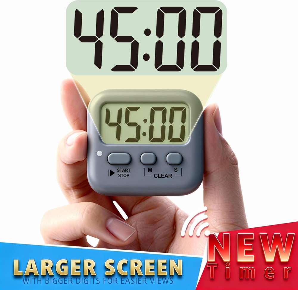 2 Pack Digital Timer for Kids, Magnetic Countdown Kitchen Timers for Cooking,...