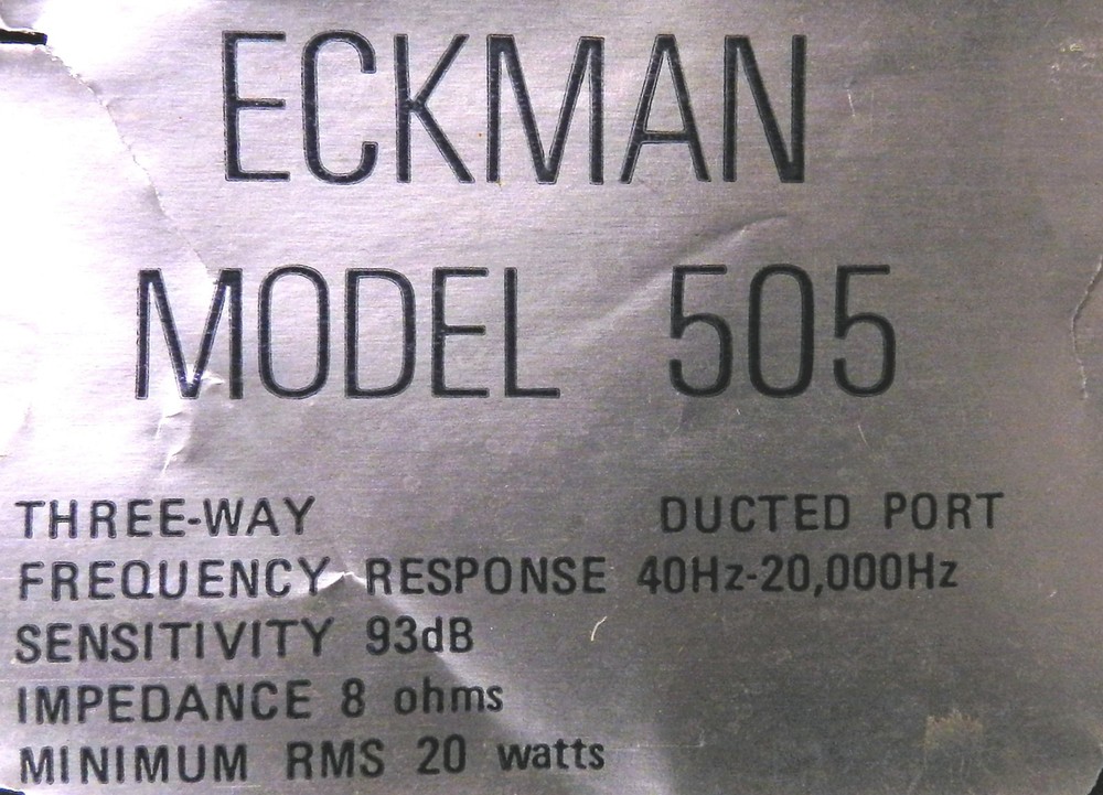 Eckman Model 505 Mid -Range Speaker In -Tact Tested