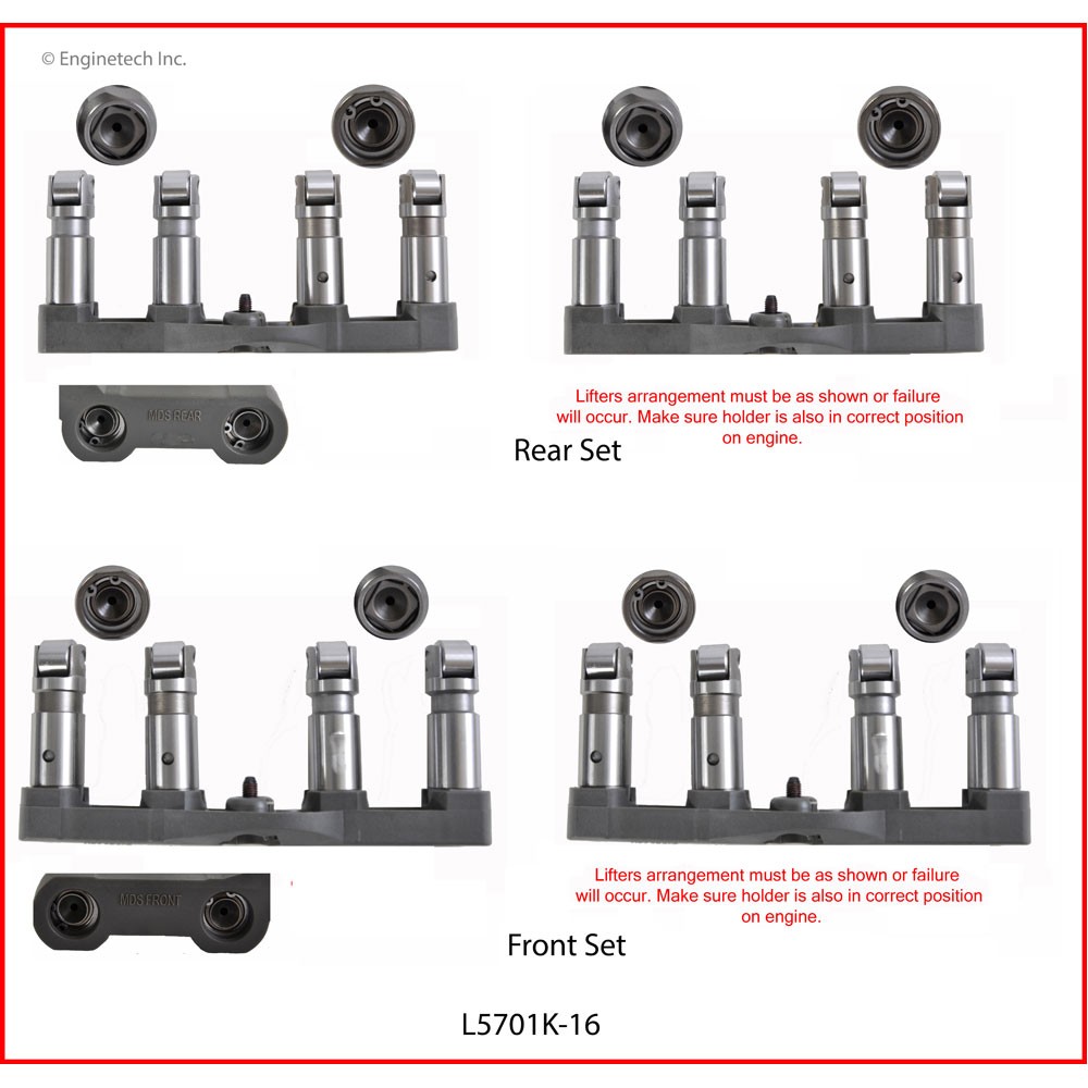 Enginetech Engine Valve Lifter Set L5701K-16;