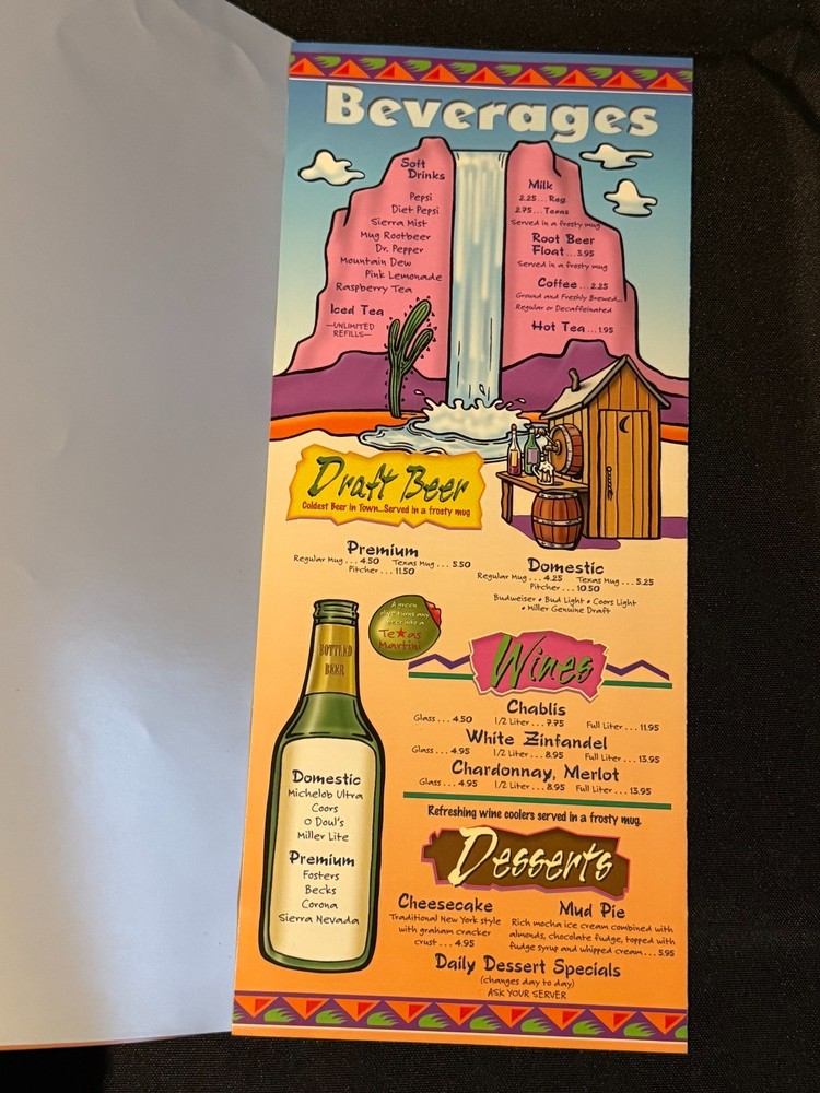 Texas Cattle Co 2008 2000s Menu