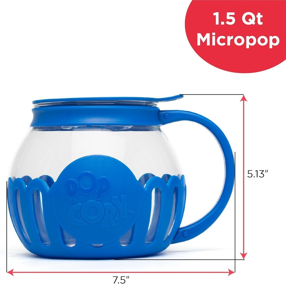 Ecolution 1.5-Quart Micro-Pop Microwave Popcorn Popper in Temperature Safe Glass