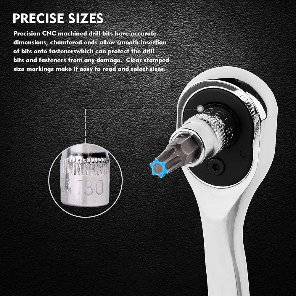 13Pc Master Torx Socket Set Tamper Proof Security Bits Plus External Star w/Case