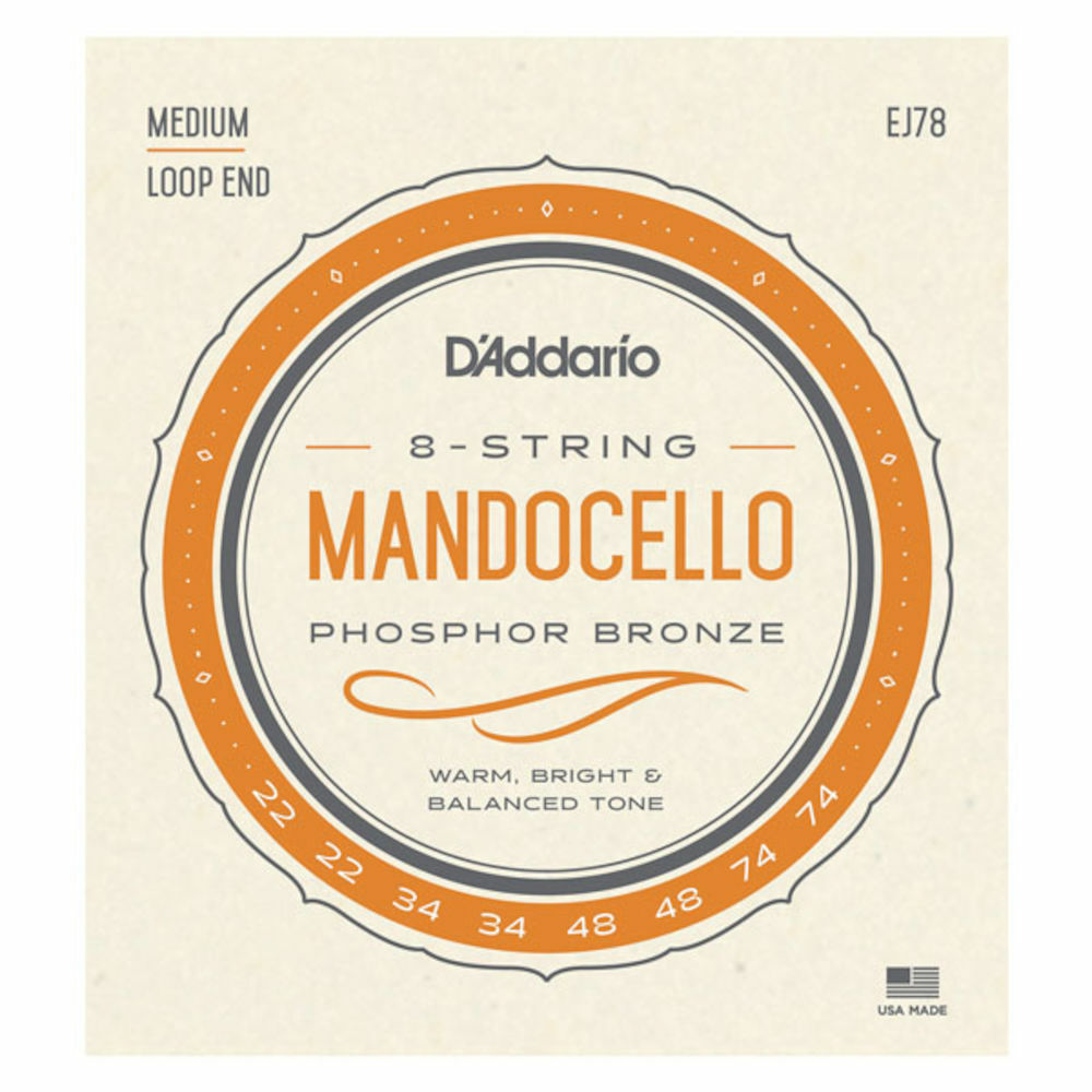 D'Addario EJ78 Phosphor Bronze Mandocello Strings, 22-74