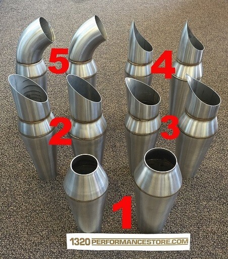 1320 Performance 2.5" inlet 2.5" out megaphone Stainless Reverse Cone collector