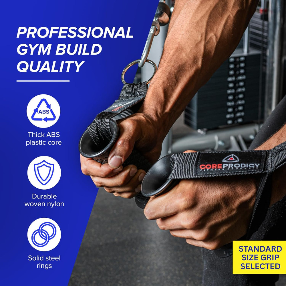 Core Prodigy Heavy Duty Exercise Handles - Grip Attachments for Cable Machine Pu
