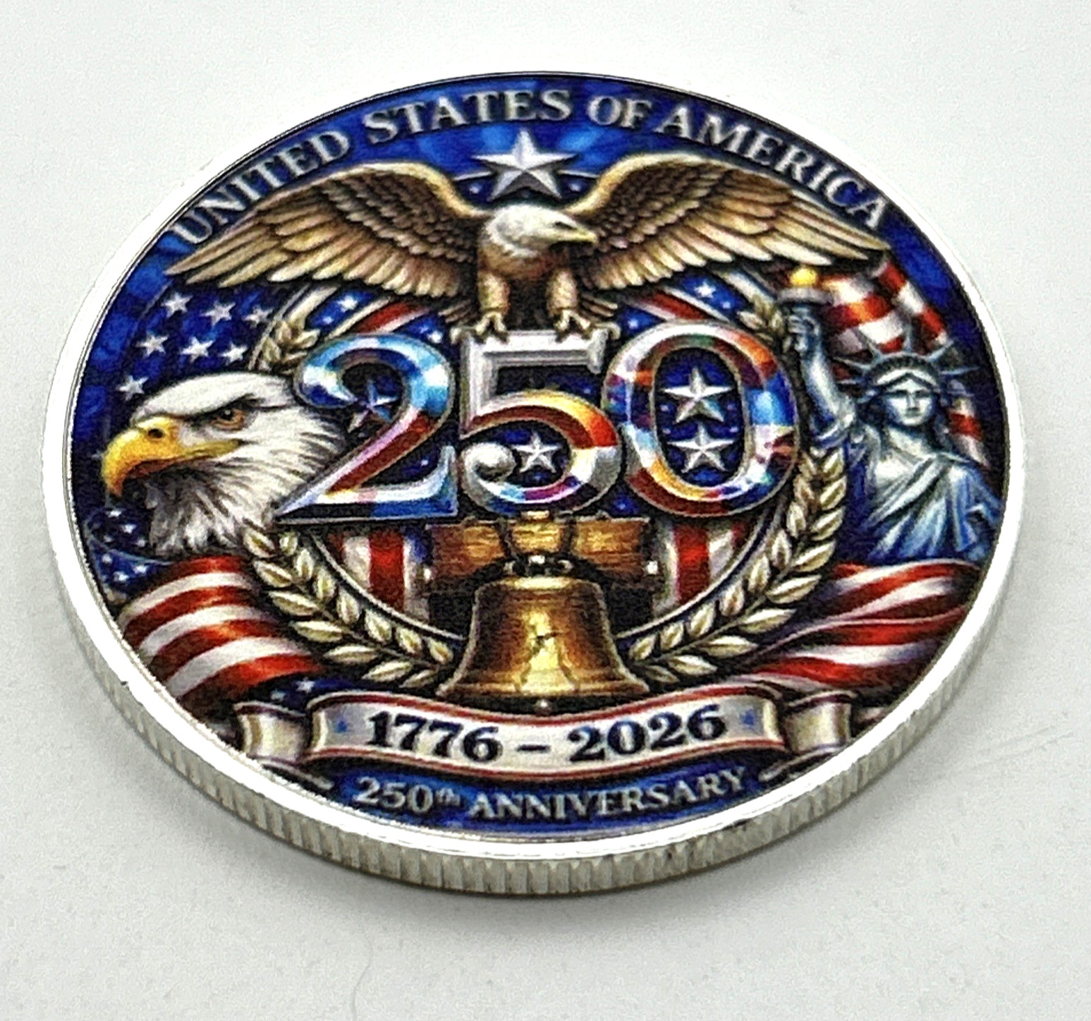 United States 250th Anniversary Colorized (2D Flat) Commemorative Coin Medal