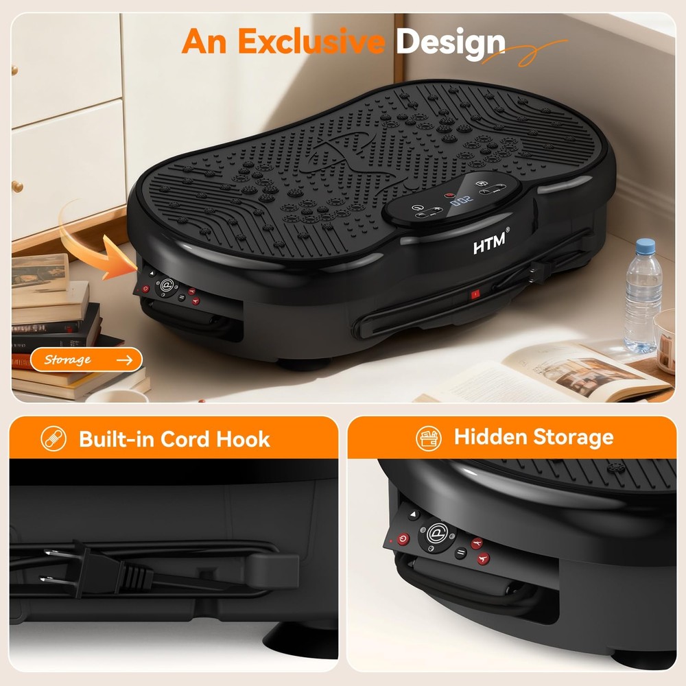 HTM Vibration Plate Exercise Machine - 300 lbs Weight Capacity, 120 Speed Lev...