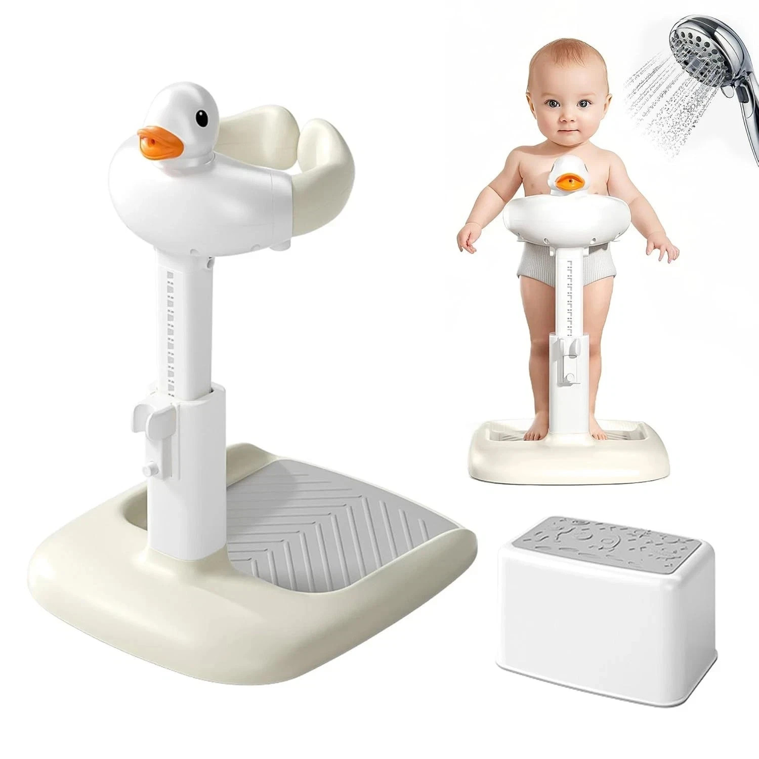 Adjustable Baby Shower Stand - Anti-Slip Base, Portable Bath Helper for Infants