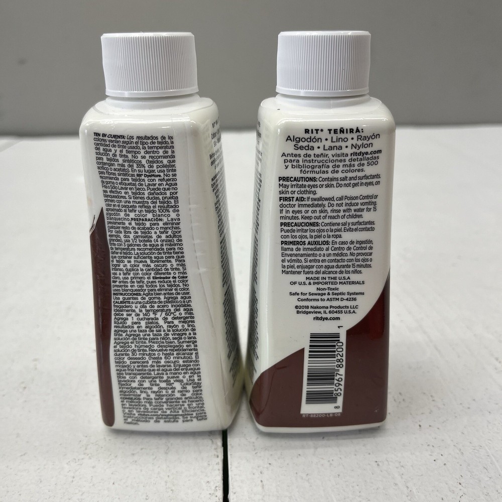 Rit Cocoa Brown All Purpose Dye Two-Pack 8 Fl. Oz. Bottles NEW