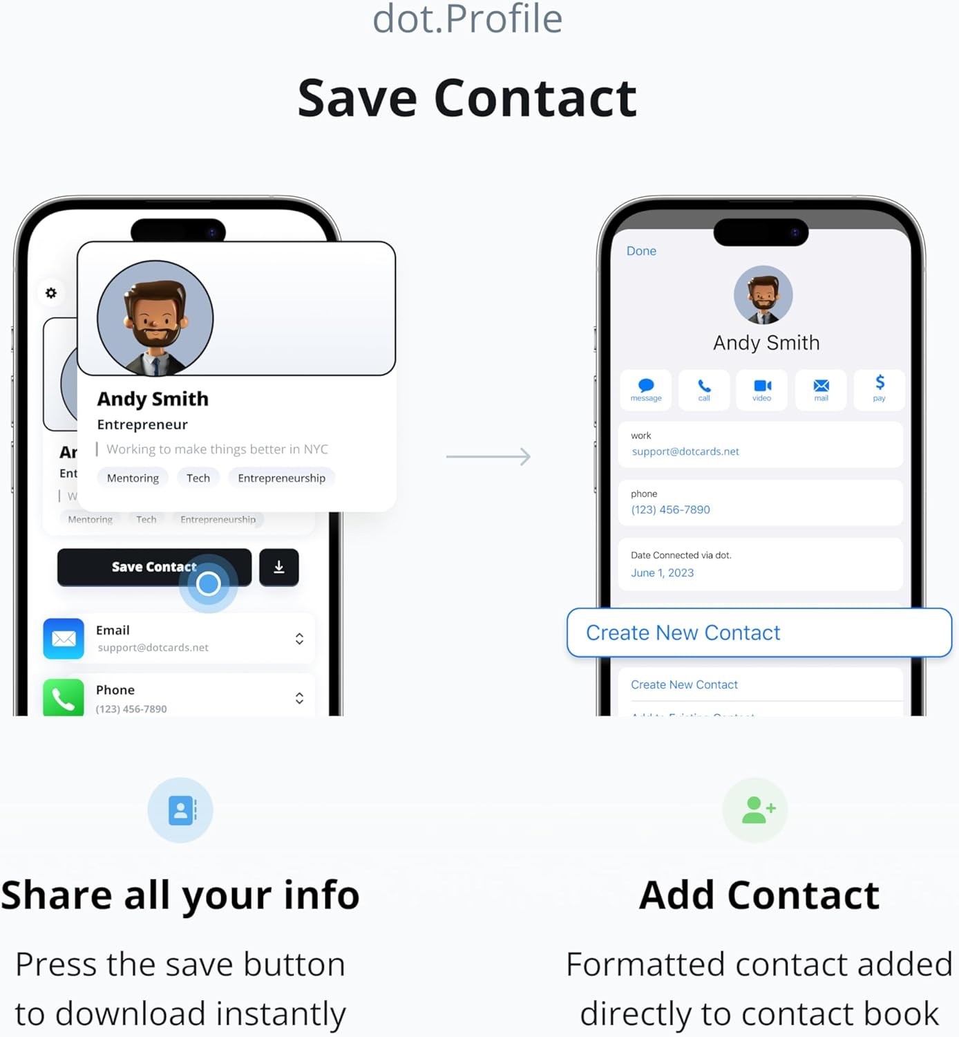 dot. Card - Digital Business Card - Tap Compatible with iPhone & Android (Black)