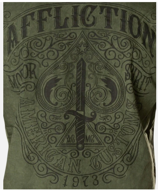 $88 AFFLICTION Green THRUTCH Short Sleeve BUTTON DOWN SHIRT T-shirt MENS NWT