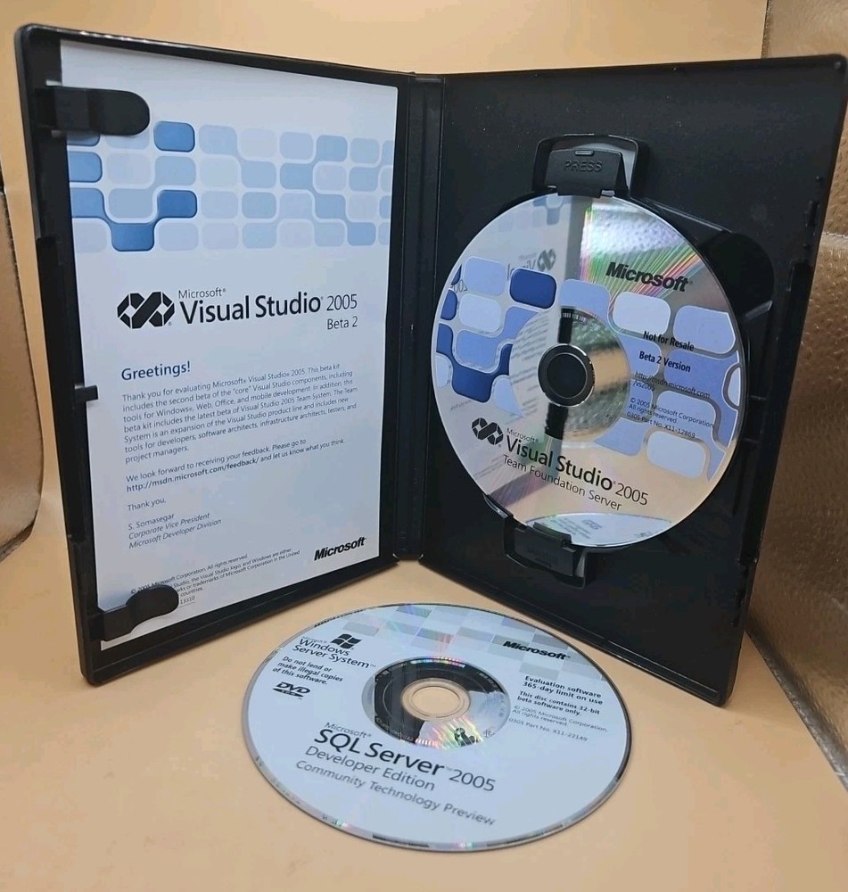 RARE MICROSOFT VISUAL STUDIO 2005 TEAM SYSTEM BETA 2 SOFTWARE (3 CD's)