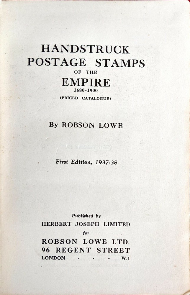 1937 HANDSTRUCK POSTAGE STAMPS OF THE EMPIRE Robson Lowe Postal History Pmks.