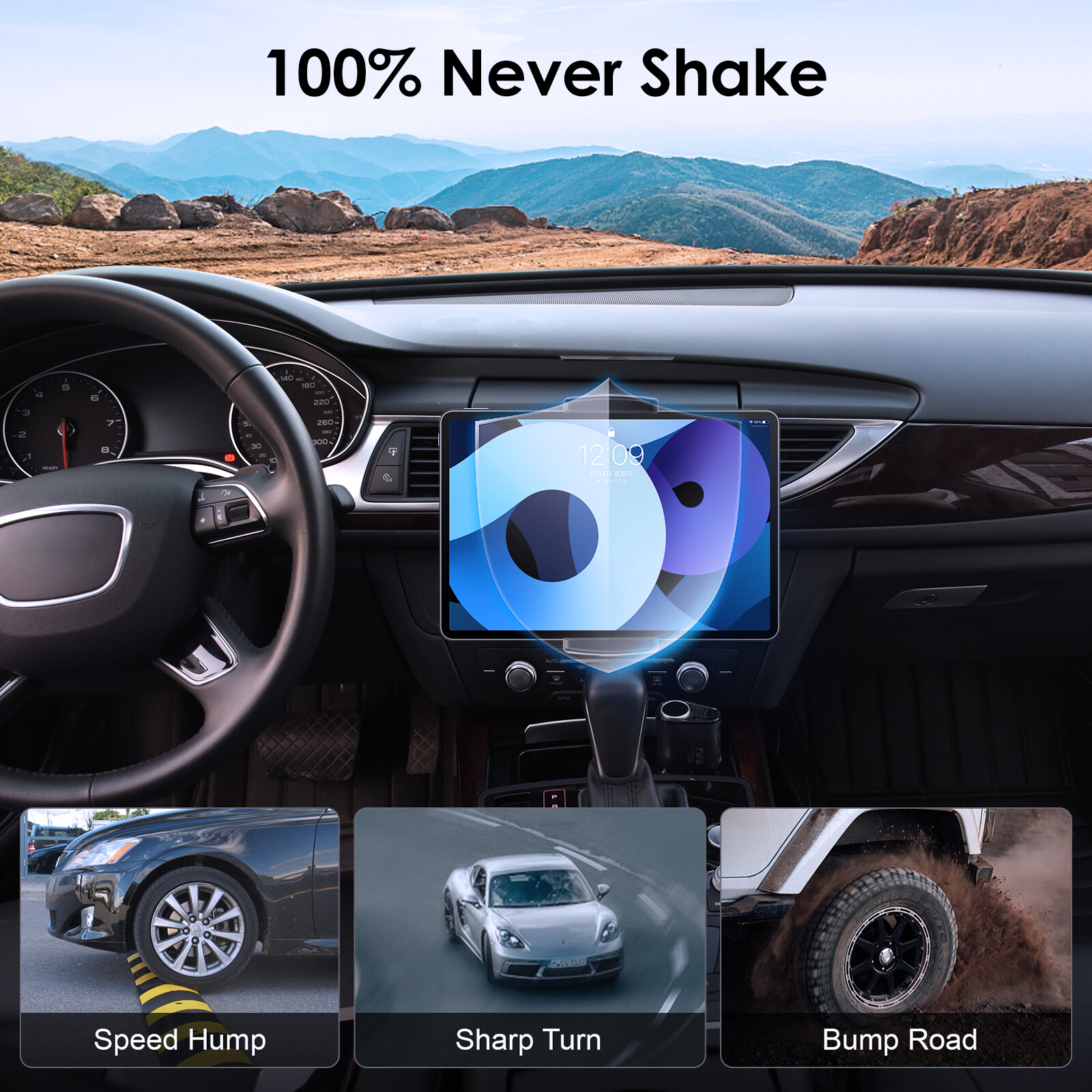 Car CD Slot Holder 360° Rotation Car CD Player Mount for 4.7-12.9" Tablet Phone