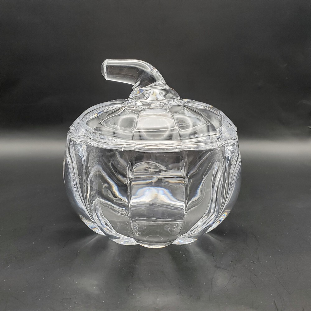 Clear Crystal Pumpkin Candy Condiment Trinket Dish