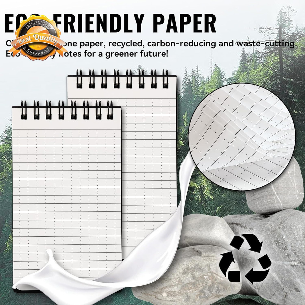 Waterproof Notebook Top-Spiral Pocket Notepad Weatherproof 3x5in 4pc