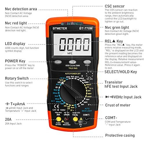 Digital Multimeter 6000 Count TRMS Auto Ranging AC DC Volt Amp Ohm Capacitance T
