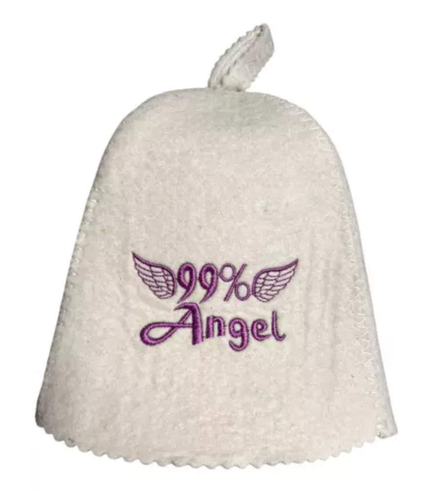 Sauna hat -  99% Angel, wool 100%, white