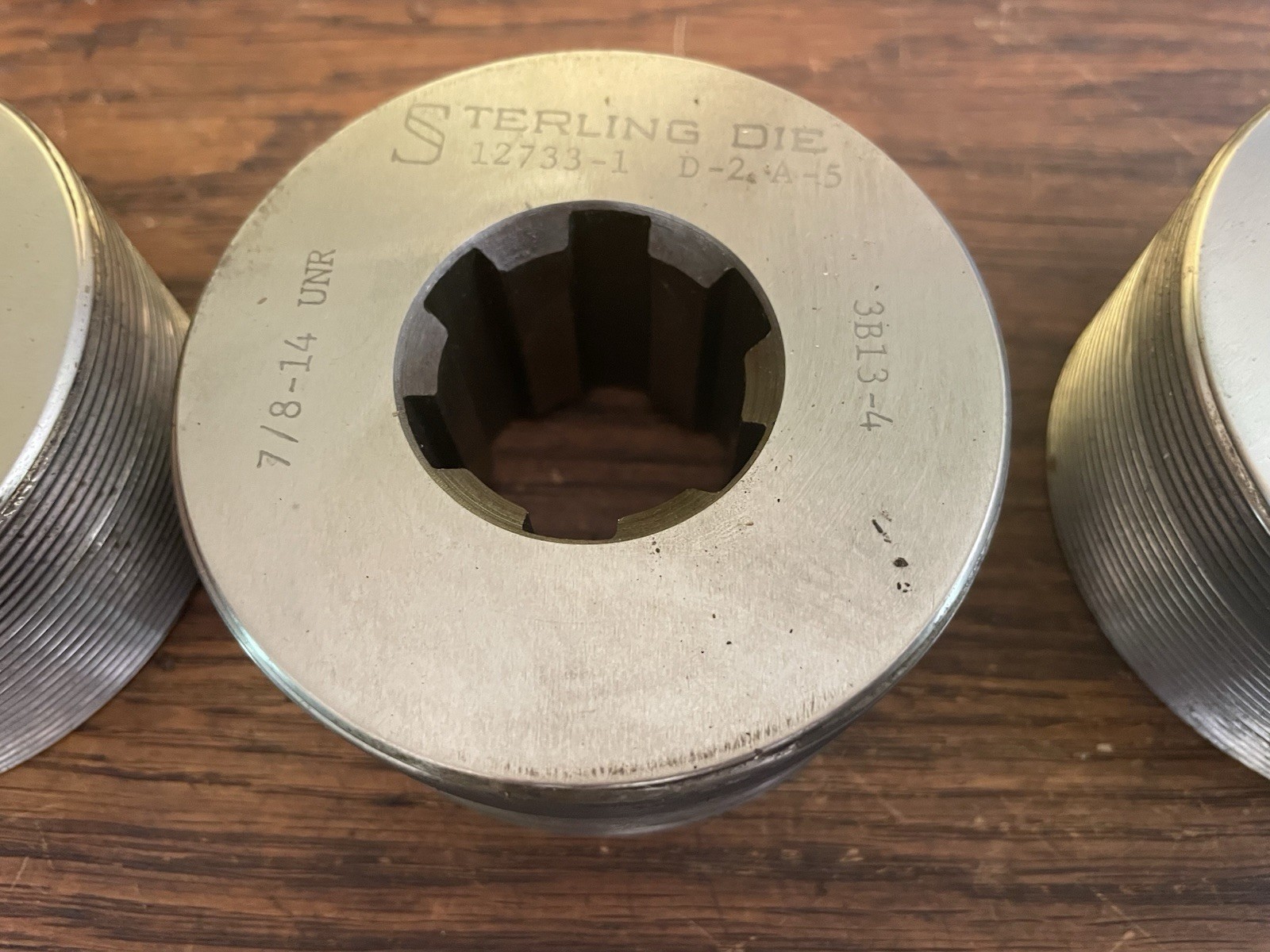 Set 3 Sterling Round Thread Rolling Dies 12733-1 D-2 A-5 7/8-14 UNR 3B13-4 Indus