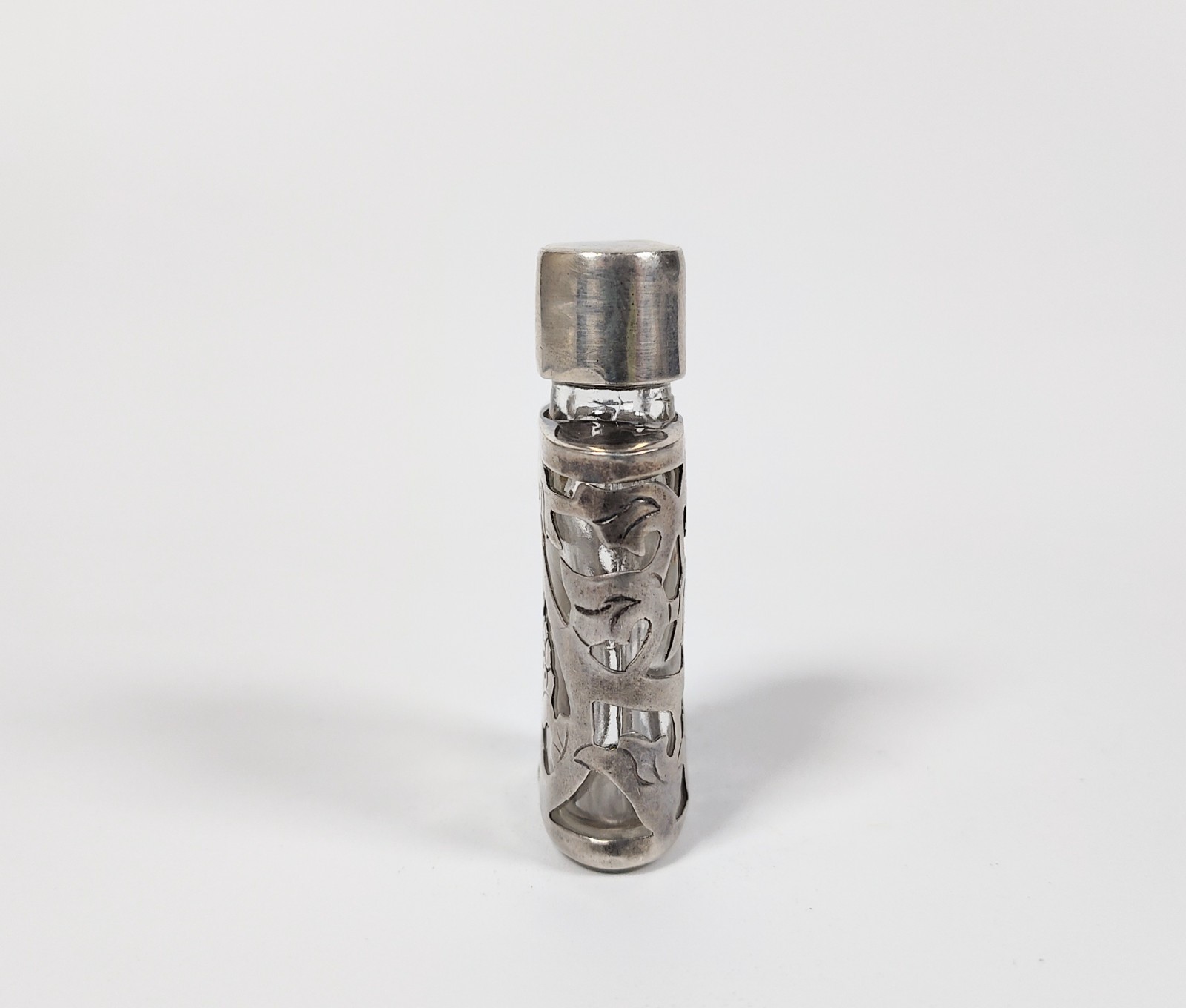 Vintage Taxco Mexico JJC Sterling Silver .925 Miniature Floral Perfume Bottle