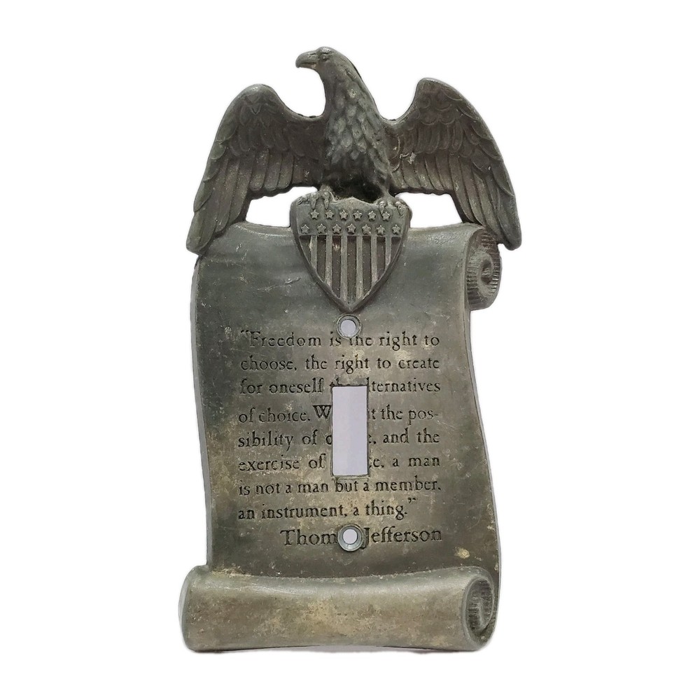 Solid Brass Switch Plate American Eagle Thomas Jefferson Freedom Quote