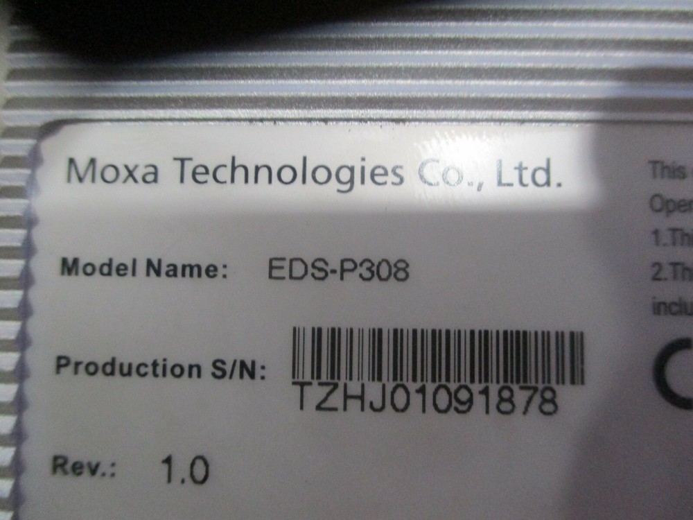Moxa Technologies Model: EDS-P308. 8-Port EtherDevice Switch. <