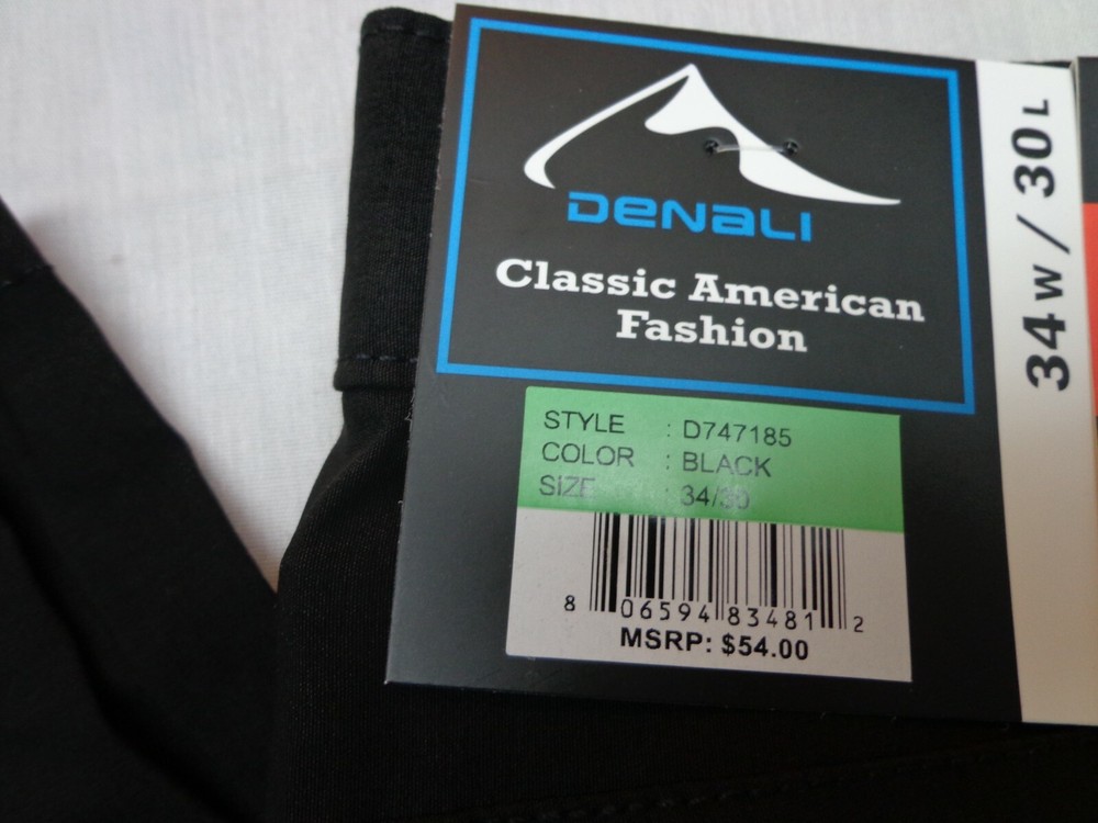 DENALI Black Technical Stretch Pants NWT 34/30 MSRP $54