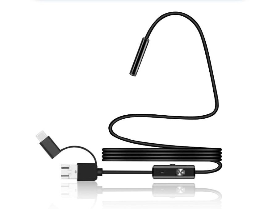 7cm 3-in-1 Borescope 1m Hard Cable Adjustable Brightness For TypeC+USB+Micro USB