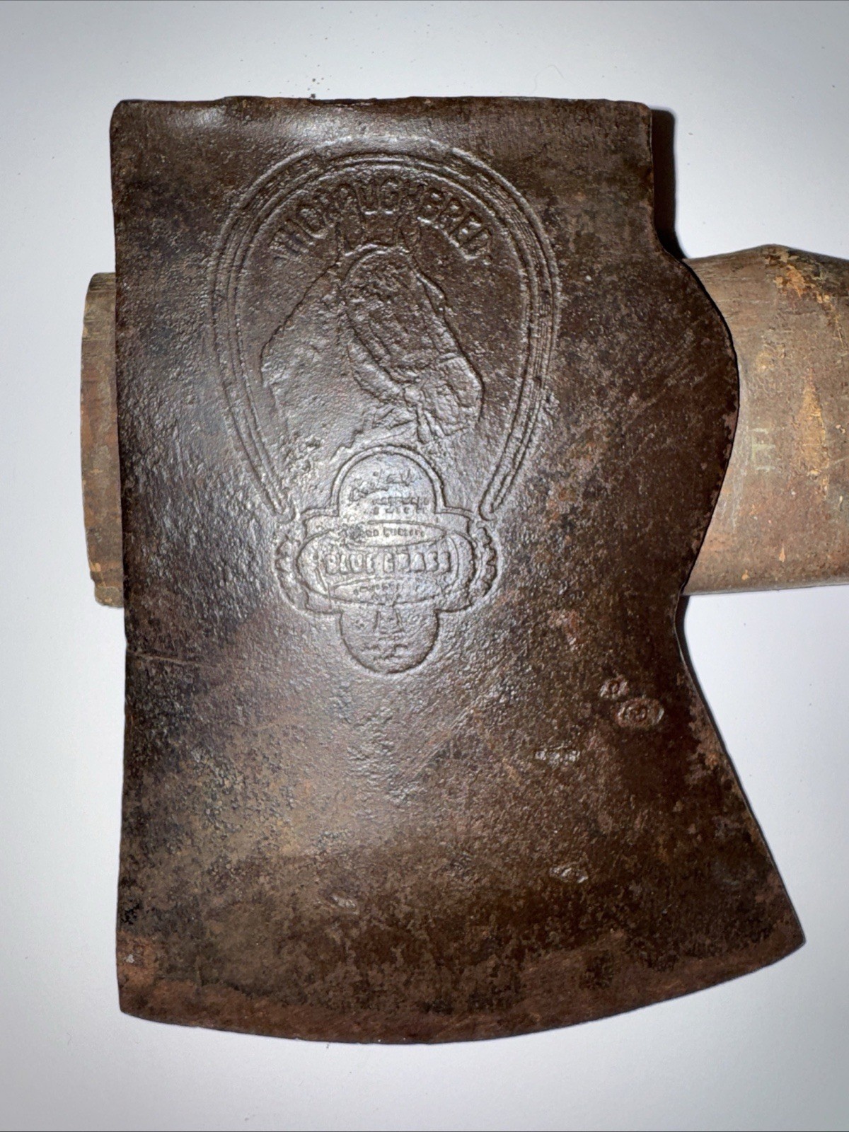 Vintage Embossed Belknap Blue Grass Single Bit Ax Thoroughbred Model