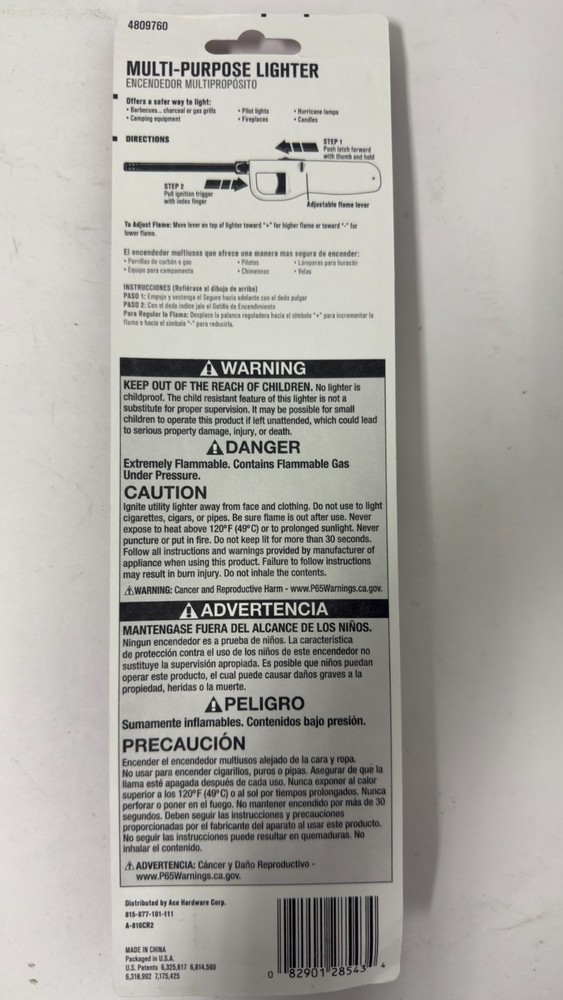 ACE MULTI PURPOSE LIGHTER Kitchen Barbecue BBQ Refillable Camping NEW!