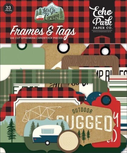 Echo Park Paper LET'S GO CAMPING Frames & Tags Ephemera Pieces~CUTE~Quick Ship!