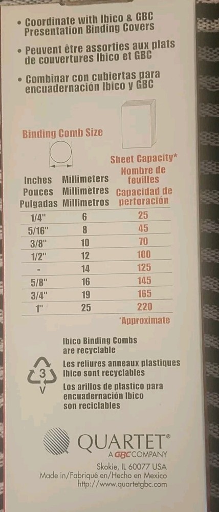 Ibico 3/8plastic Binding Combs