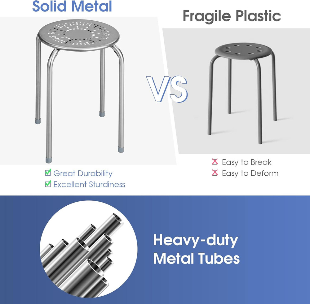 Multipurpose Stool Chairs, Small Stool Sets, Metal Stool with Dome, Stackable Ba