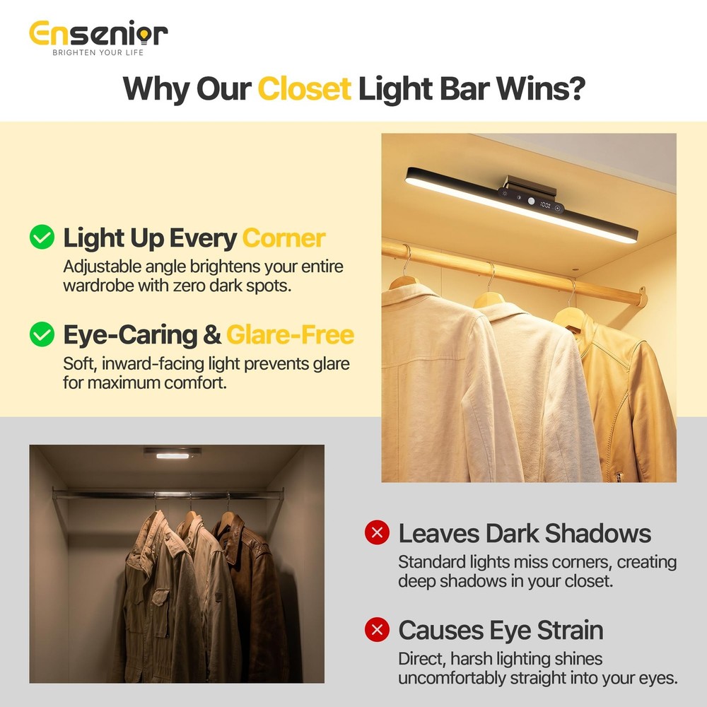 Upgraded Rechargeable Motion Light Bar, 2000mAh Dimmable Under Cabinet Lighti...