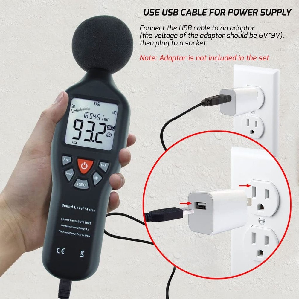 Decibel Meter Sound Level Recorder Digital dB With Data Record Function