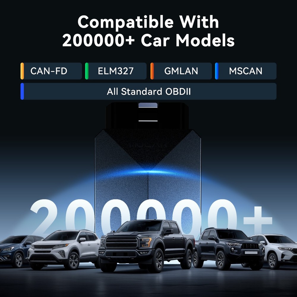 MUCAR BT200 MAX Car OBD2 Scanner All System Diagnostic Tool+OBD2 Extension cable