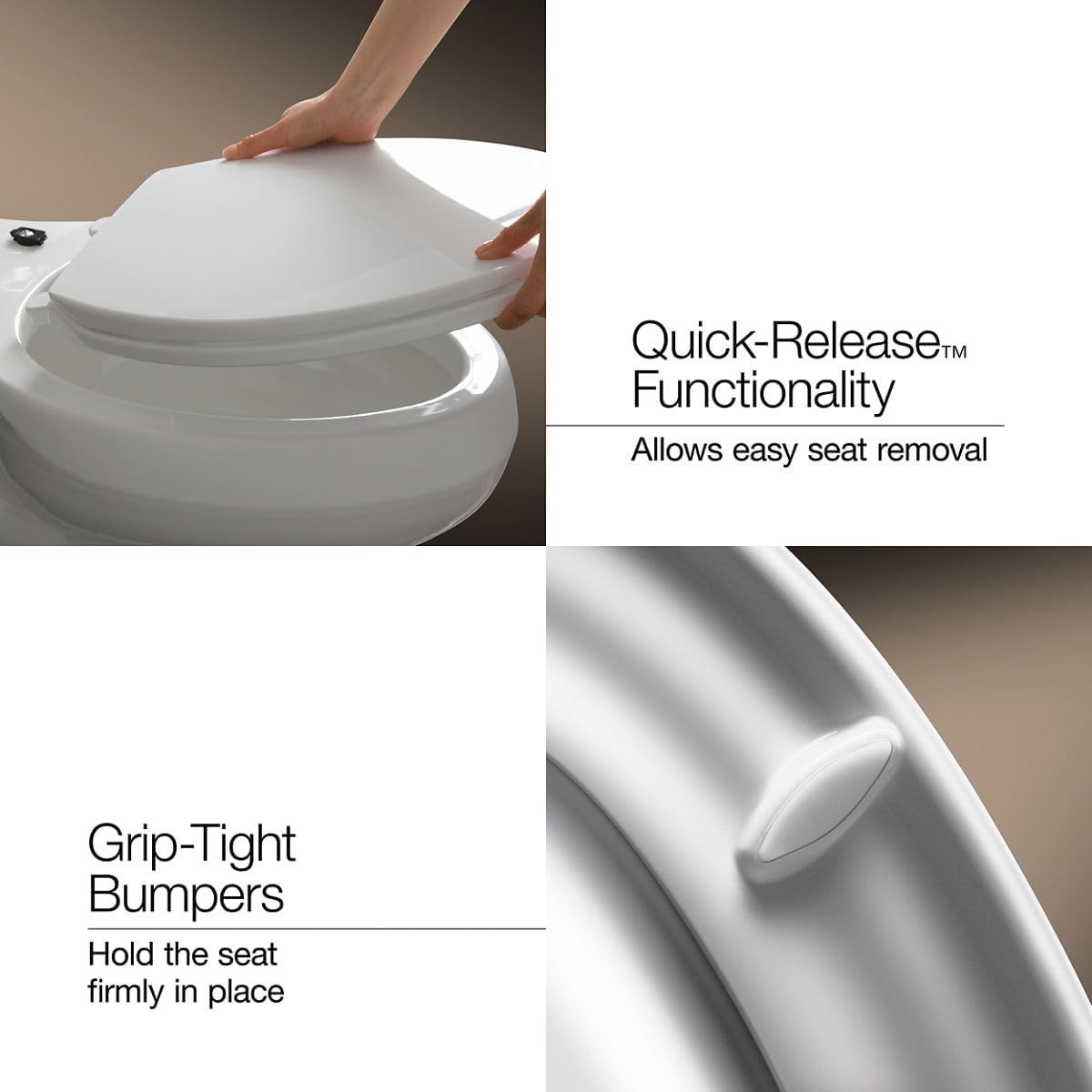 KOHLER 25875-0 Hyten 3" Elevated Toilet Seat: Soft Close, Elongated, White