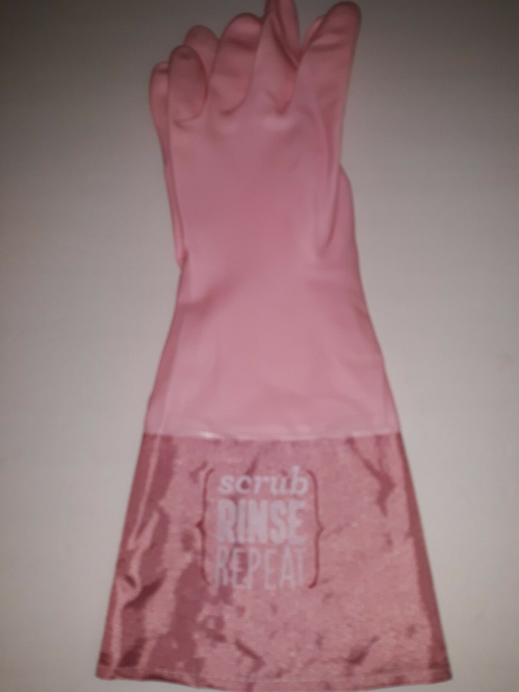 Pink Dishwashing/Cleaning Gloves SCRUB, RINSE, REPEAT