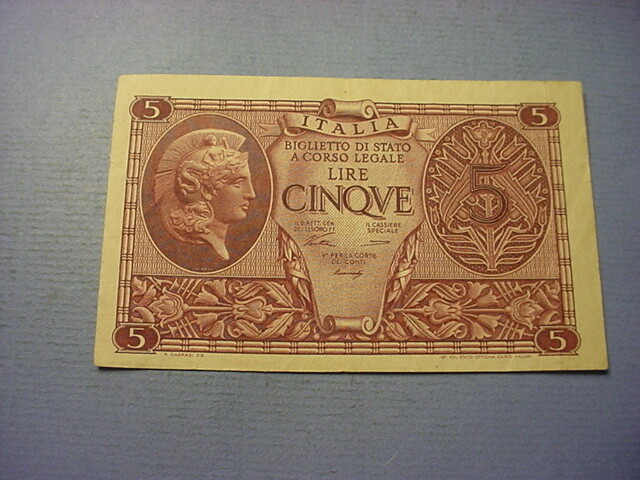 Italy 5 lire 1944 #90882
