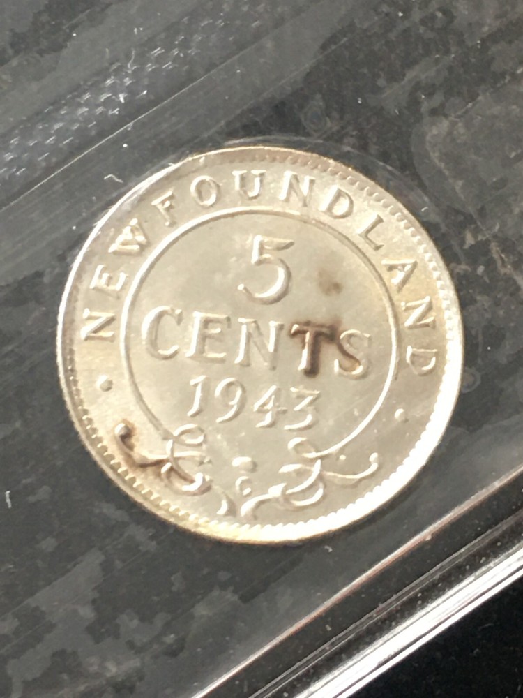 1943c, ICCS Graded Newfoundland Five Cent, **AU-55**