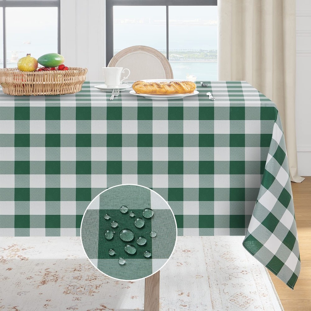 Spring Checkered Tablecloth Rectangle - Outdoor Waterproof Buffalo Plaid Tabl...