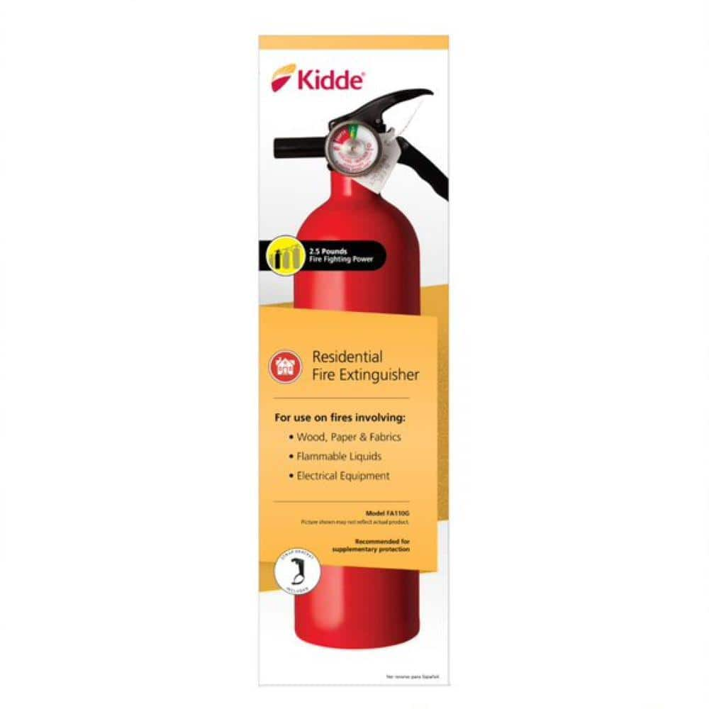 Basic Use Fire Extinguisher with Easy Mount Bracket & Strap, 1-A:10-B:C, Dry Che